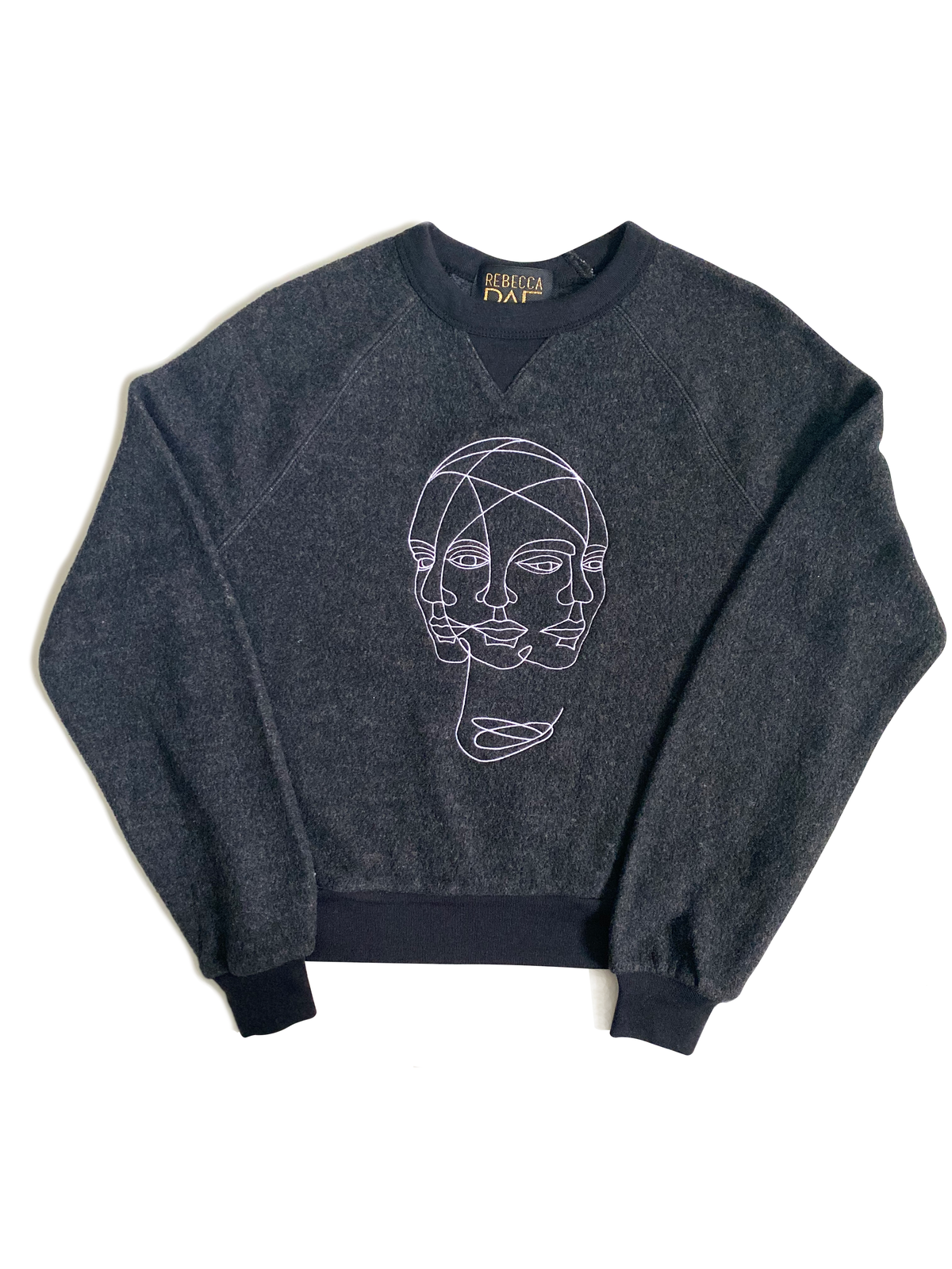 Pullover Crewneck, Cozy Eco-Fleece, Embroidered Sweatshirt - Mindfulness Full Length