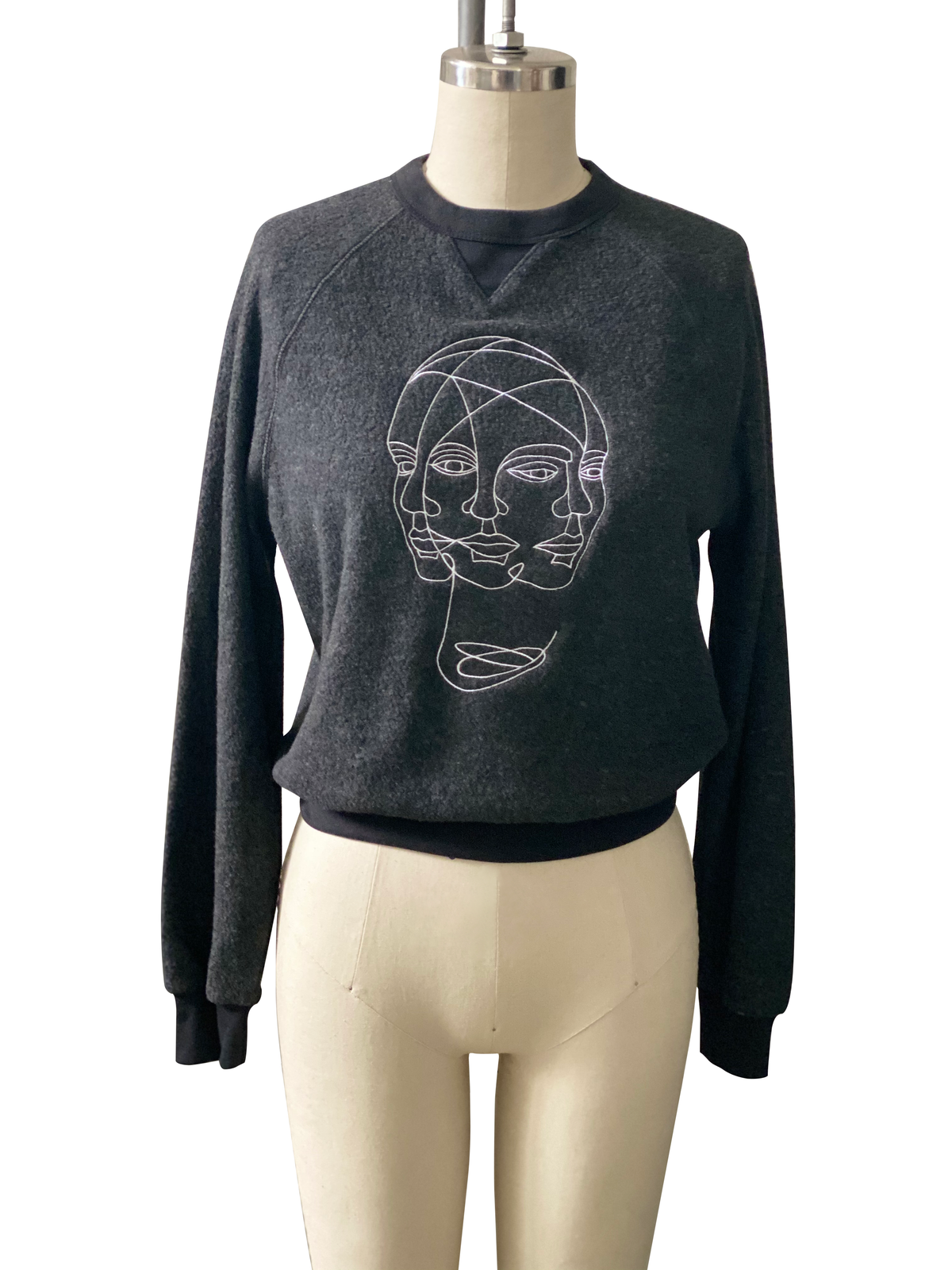 Mindfulness, Embroidered, Crewneck Crop Sweatshirt